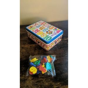 Vintage JSNY 1980s Number Tin Box With Number Magnets and Math Symbols